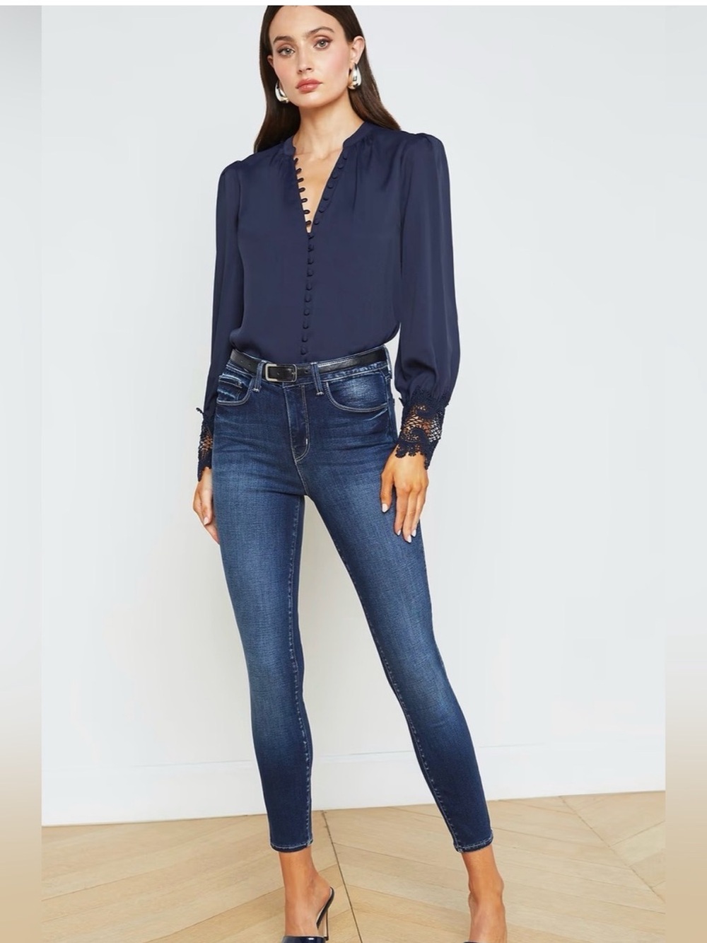 L’Agence Margot High-Rise Dark Blue Cropped Women's Skinny Jeans